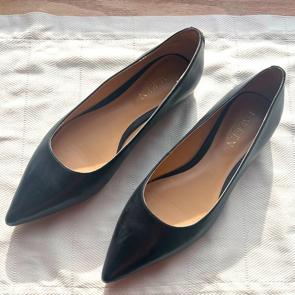 Lauren Ralph Lauren Londyn Burnished Leather Ballet Flats 8.5